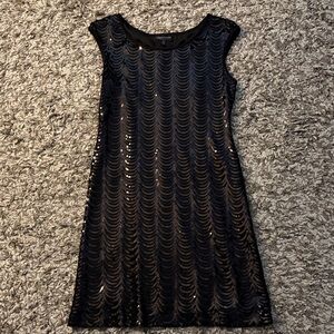 Connected Apparel Black Sequin Mini Dress